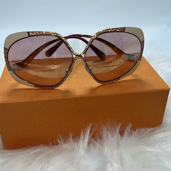 👓💛❤️LOUIS VUITTON VINTAGE SUZY EMBELLISHED OVERSIZED SUNGLASSES Z0400U M1120 - Picture 7 of 17